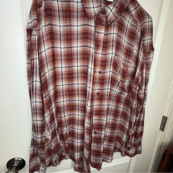 beachlunchlounge Plaid Shirt Woman L Red Elliot Button Up Long Sleeve - Picture 8 of 15